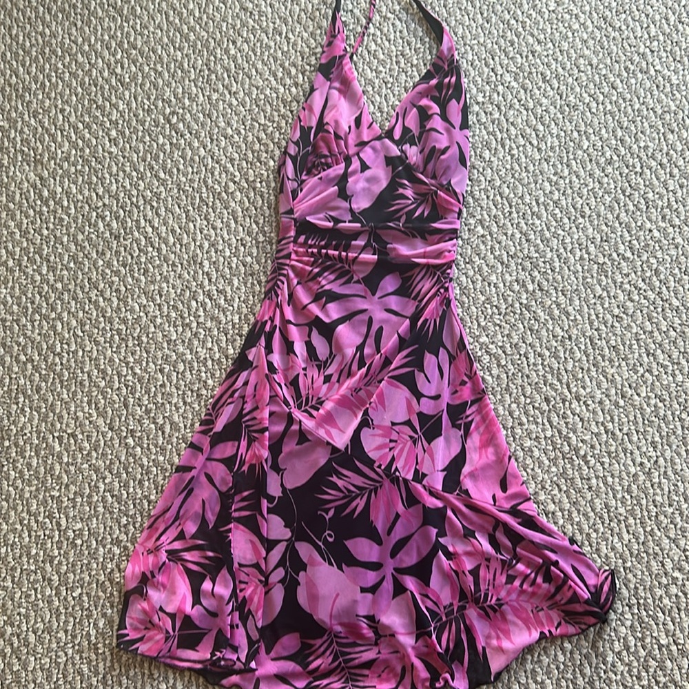 Y2K Pink and Black Halter Dress